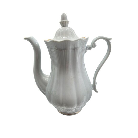 Vintage Walbrzych Coffee Pot Ivory with gold trim Made in Poland - Picture 2 of 7